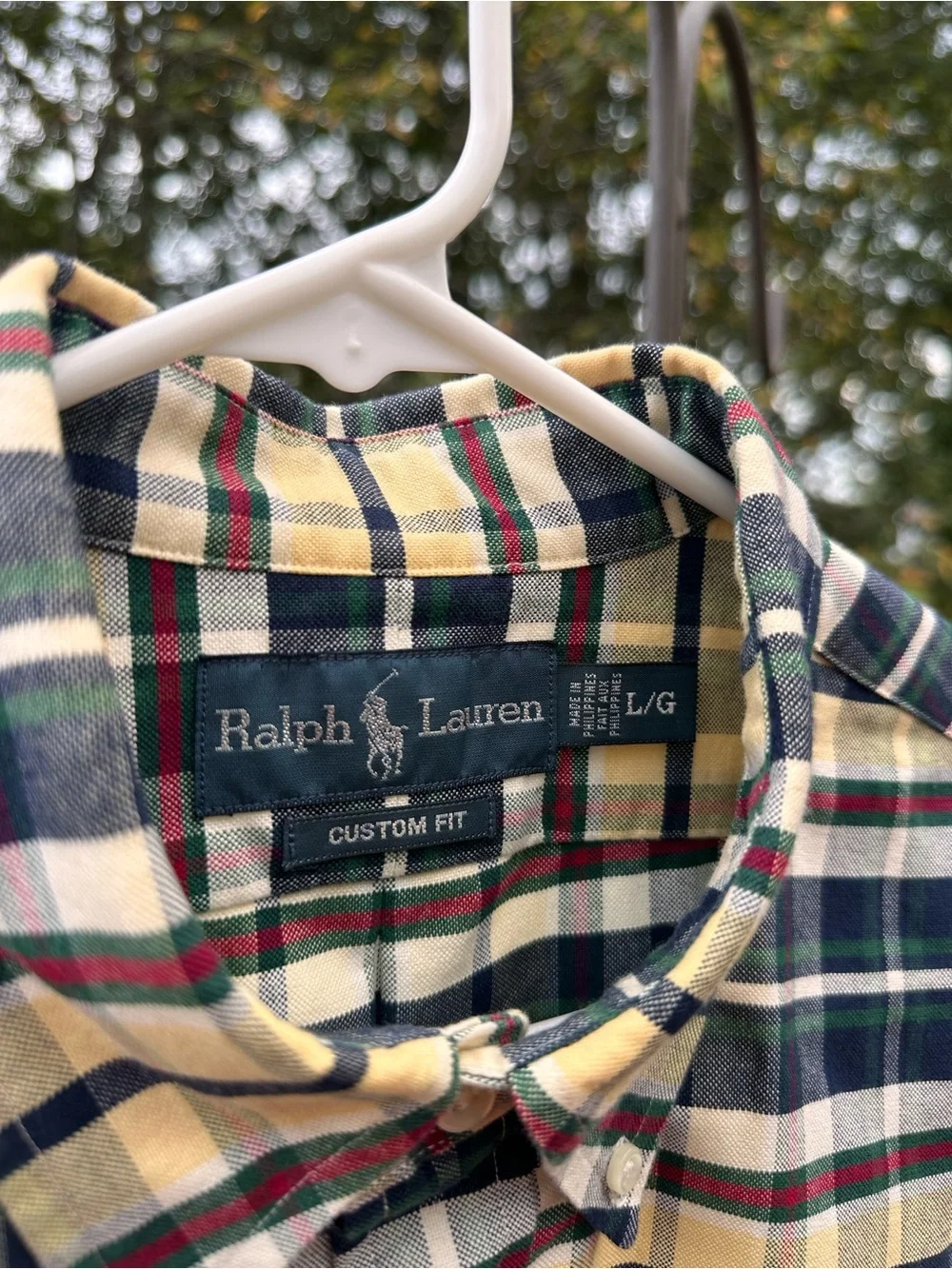 Ralph Lauren Men’s Navy and Yellow Plaid Button-Down Shirt